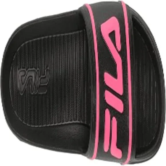 Fila Sleek Slide ST Sandal, Black/Knockout Pink/Knockout Pink, 2   Littlte girls - Picture 2 of 2